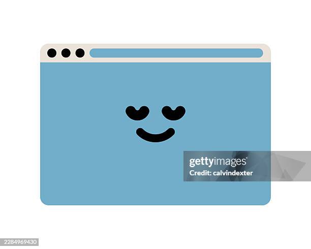 retro style web browser with smiling emoji - windows operating system stock illustrations