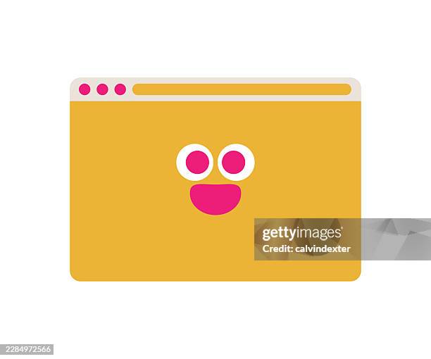retro style web browser with smiling emoji - windows operating system stock illustrations