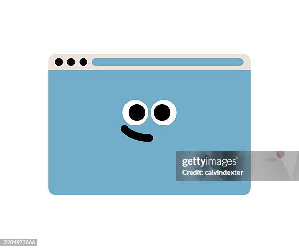 retro style web browser with smiling emoji - computer chat window vector stock illustrations