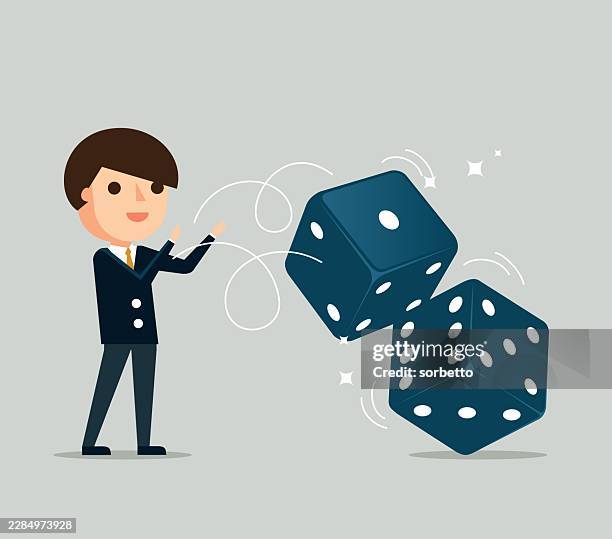 businessman throwing two dice - possible stock illustrations