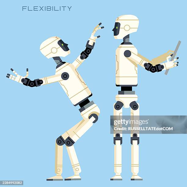 agile humanoid robot demonstrating flexibility and adaptive movement - adaptable stock illustrations