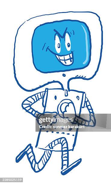 running robot - robot running stock illustrations