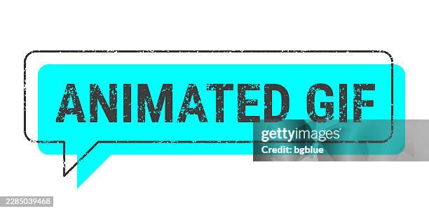 animated gif - blue grunge speech bubble on blank background. - text message box stock illustrations