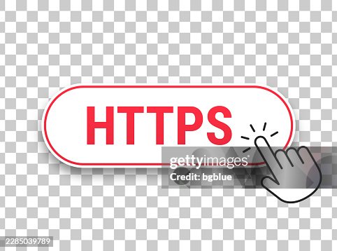 Https - 3D click web button with hand cursor on blank background Https - 3D click web button with hand cursor on blank background