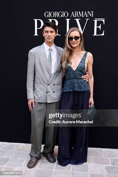 Count Nikolai of Monpezat and Benedikte Thoustrup attends the Giorgio Armani Privé Haute Couture Fall/Winter 2026/2027 show as part of Paris Fashion...