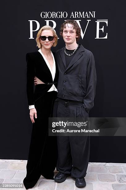 Cate Blanchett and son, Ignatius Martin Upton attend the Giorgio Armani Privé Haute Couture Fall/Winter 2026/2027 show as part of Paris Fashion Week...