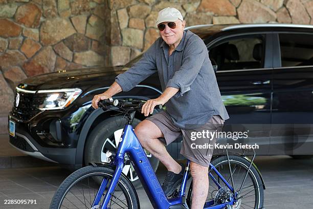 Chairman and Senior Executive of IAC Barry Diller arrives at the Sun Valley Lodge for the Allen & Company Sun Valley Conference on July 7, 2026 in...