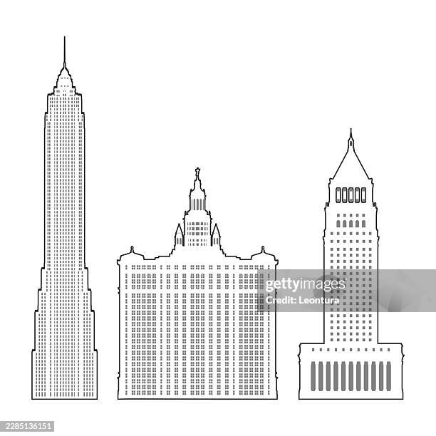 historische gebäude von lower manhattan, new york city - wohnblock stock-grafiken, -clipart, -cartoons und -symbole