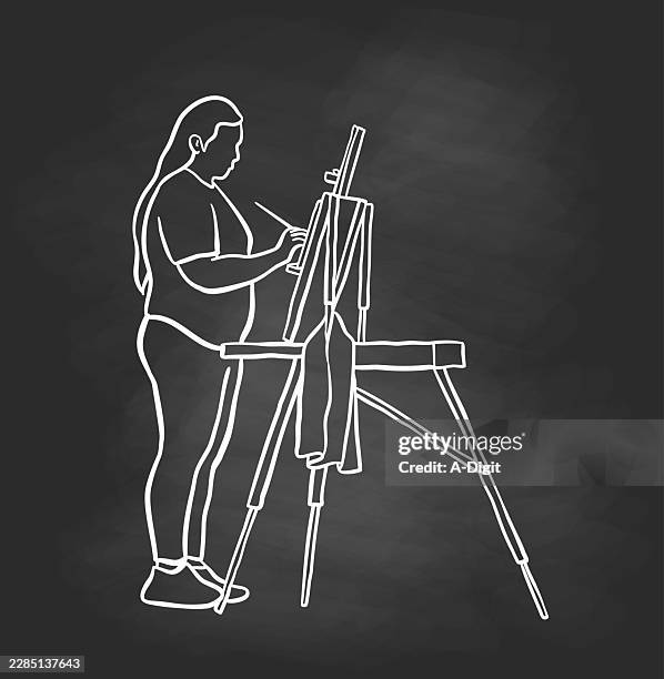 art student painting blackboard - different hobbies stock illustrations