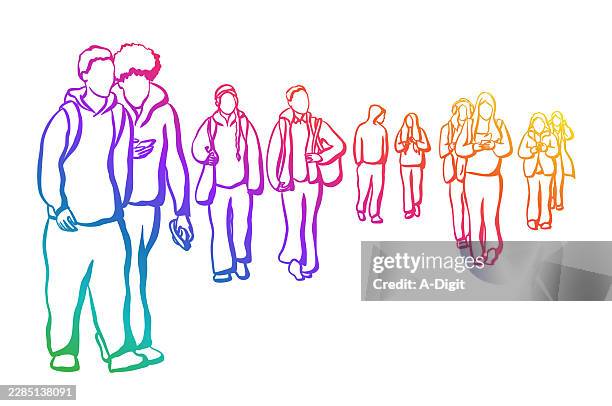 students going forward rainbow - generation z stock illustrations