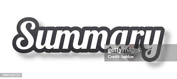summary - 3d text with shadow on white background - eviction stock illustrations