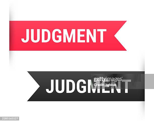 judgment - banner, bookmark, ribbon, label on white background - apocalypse stock illustrations