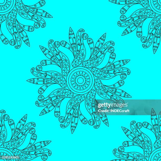 mandala design seamless pattern - bandana pattern stock illustrations