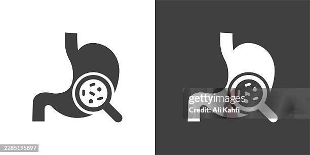 stomach infection glyph solid icon. solid icon that can be applied anywhere, simple, pixel perfect and modern style - endoscopy stock illustrations