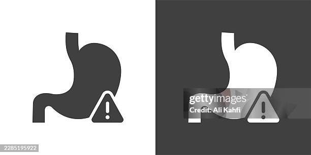 gastric warning glyph solid icon. solid icon that can be applied anywhere, simple, pixel perfect and modern style - endoscopy stock illustrations