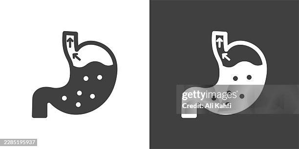 heartburn glyph solid icon. solid icon that can be applied anywhere, simple, pixel perfect and modern style - endoscopy stock illustrations