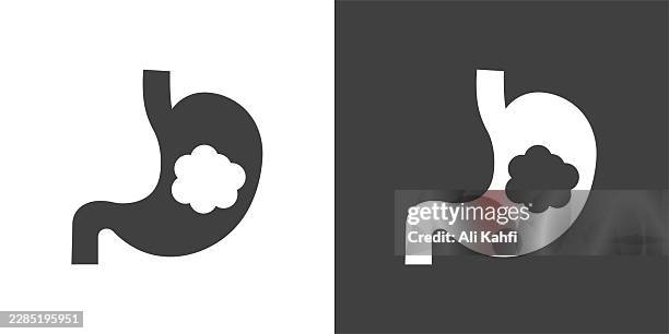 gastric gas glyph solid icon. solid icon that can be applied anywhere, simple, pixel perfect and modern style - endoscopy stock illustrations