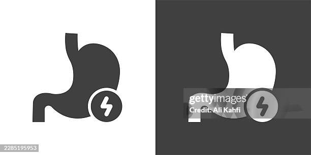 gastritis pain glyph solid icon. solid icon that can be applied anywhere, simple, pixel perfect and modern style - endoscopy stock illustrations