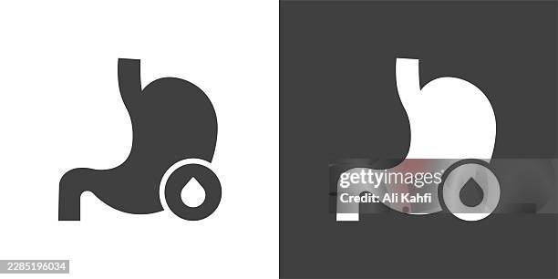 acid reflux glyph solid icon. solid icon that can be applied anywhere, simple, pixel perfect and modern style - endoscopy stock illustrations