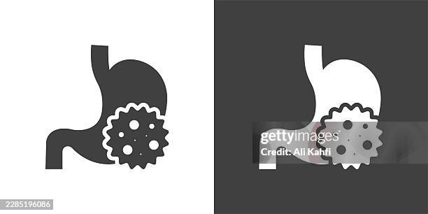 stomach infection glyph solid icon. solid icon that can be applied anywhere, simple, pixel perfect and modern style - endoscopy stock illustrations