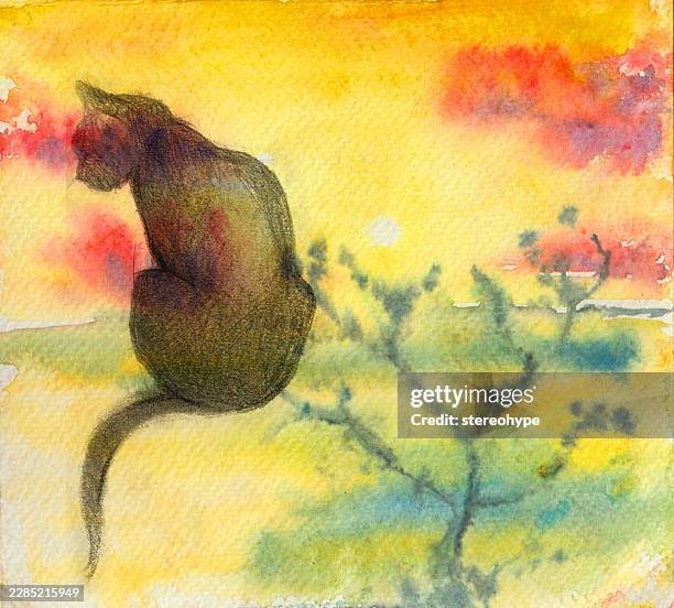 cat sketch - cat walking stock illustrations