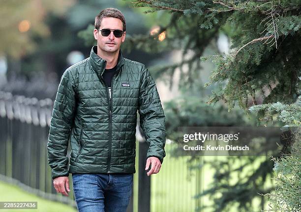 Evan Spiegel, co-founder and CEO of Snap Inc., attends the Allen & Company Sun Valley Conference at the Sun Valley Lodge on July 8, 2026 in Sun...
