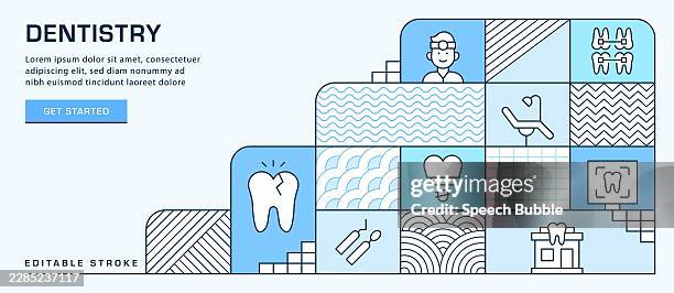dentistry web banner, infographic template. - dentures stock illustrations