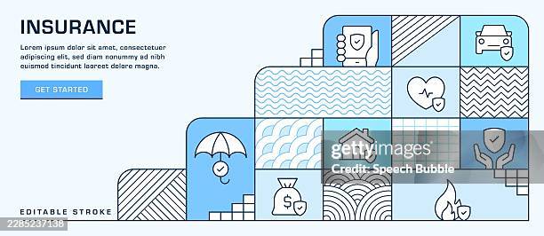 insurance web banner, infographic template. - liability claims stock illustrations