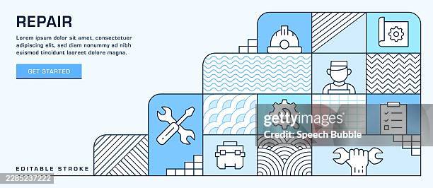 repair web banner, infographic template. - check engine stock illustrations