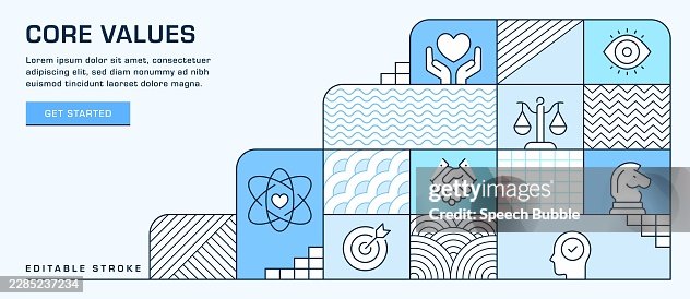 Core Values Web Banner, Infographic Template. Core Values Web Banner, Infographic Template.