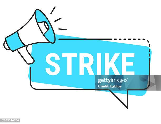 strike - speech bubble and megaphone on white background - bowling strike vector stock illustrations