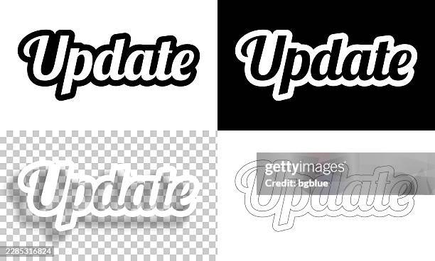 update - text for design. blank, white and black backgrounds - line text - update stock illustrations