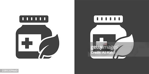 herbal medicine glyph solid icon. solid icon that can be applied anywhere, simple, pixel perfect and modern style - supplement icon stock illustrations