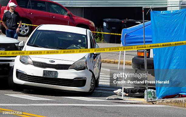 EBIDDEFORD, ME The victim of a fatal shooting that involved U.S. Immigration and Customs Enforcement agents is visible at the scene near the car he...