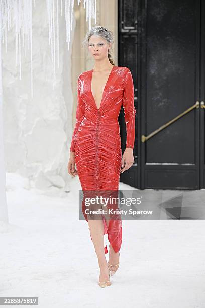 Model walks the runway during the Celia Kritharioti Haute Couture Fall/Winter 2026/2027 show as part of Paris Fashion Week on July 09, 2026 in Paris,...