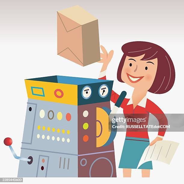 automated logistics and smart delivery technology concept - warehouse manager stock illustrations