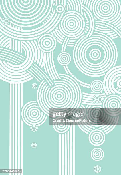 overlapping spirals and stripes abstract background - interlocking circles stock illustrations
