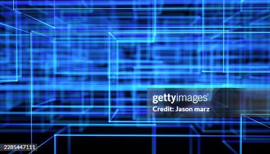 Abstract Blue 3D Wireframe Geometric Digital Pattern Abstract Blue 3D Wireframe Geometric Digital Pattern