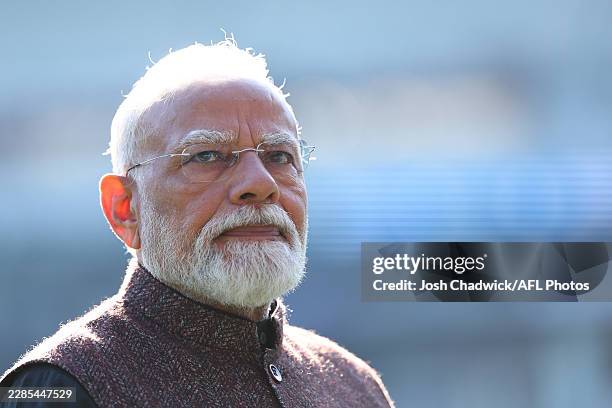 Prime Minister of India Narendra Modi l on July 10, 2026 at the Melbourne Cricket Ground in Melbourne, Australia. Modi is on a diplomatic trip that...