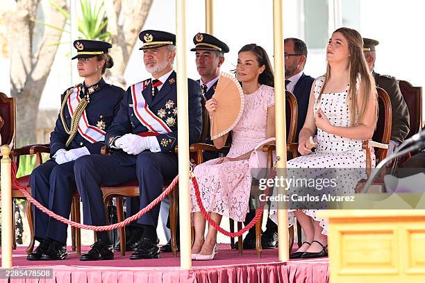 Crown Princess Leonor of Spain, King Felipe VI of Spain, Queen Letizia of Spain and Princess Sofia of Spain attend the delivery of Royal Employment...
