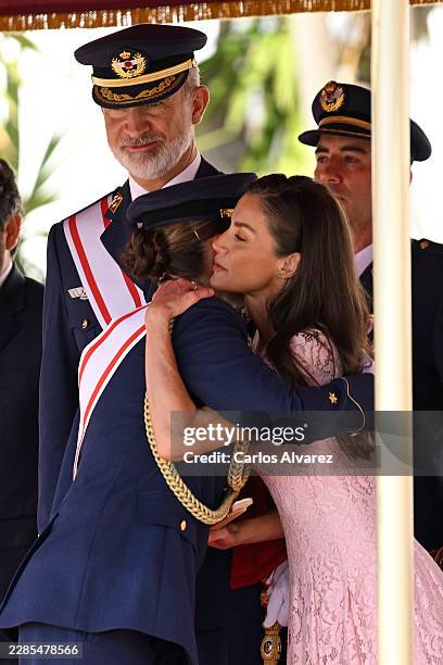 King Felipe VI of Spain, Queen Letizia of Spain and Crown Princess Leonor of Spain attend the delivery of Royal Employment Offices at the General...