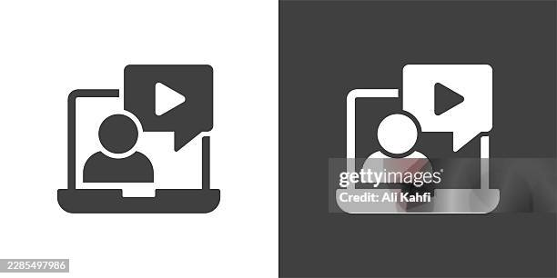 online video glyph solid icon. solid icon that can be applied anywhere, simple, pixel perfect and modern style. - fitness class stock illustrations