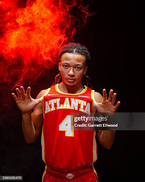Kingston Flemings of the Atlanta Hawks poses for a portrait during the 2026 NBA Rookie Photo Shoot on July 14, 2026 at the University of Nevada, Las...