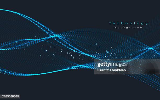 big data technology background with futuristic quantum data flow, neon particle waves and ai network visualization. - big tech stock illustrations