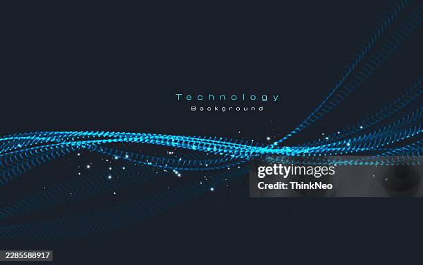big data technology background with futuristic quantum data flow, neon particle waves and ai network visualization. - digitalization 3d stock illustrations