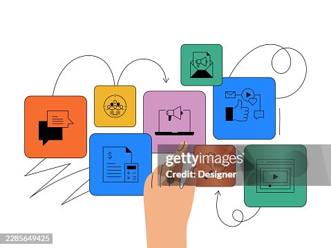 Marketing Related Vector Illustration. Analysis, Customer, Strategy, Audience, Digital Marketing, Promotion Marketing Related Vector Illustration. Analysis, Customer, Strategy, Audience, Digital Marketing, Promotion