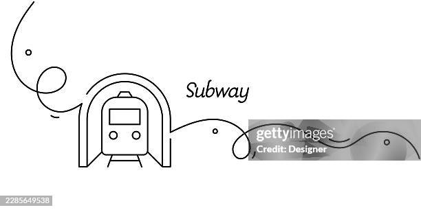 one continuous line drawing of subway icon. single line vector illustration - subway platform stock illustrations