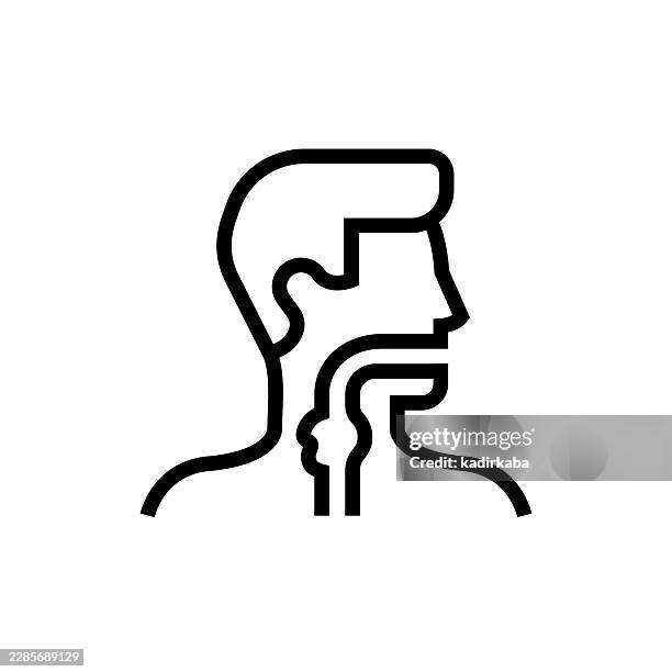 dysphagia line icon - breathing problem stock illustrations
