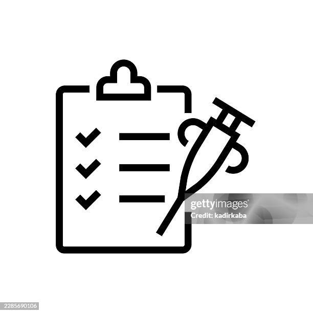 biopsy report line icon - biopsy stock illustrations