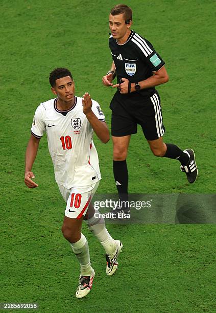 Jude Bellingham of England applauds fans after being substituted during the FIFA World Cup 2026 Quarter Final match between Norway and England at...